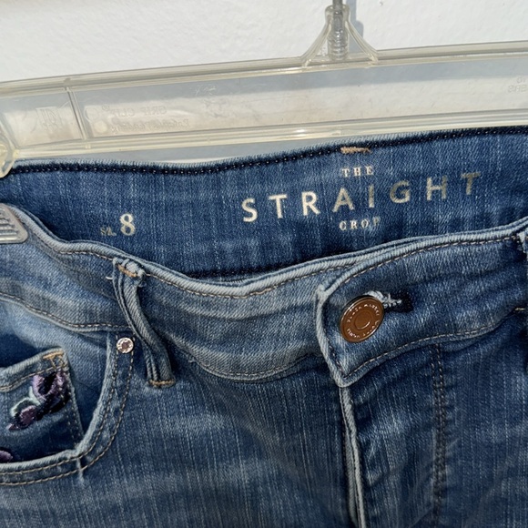 White House Black Market Straight Crop w/Purple Embroidery On Back /5th Pocket - Picture 3 of 10